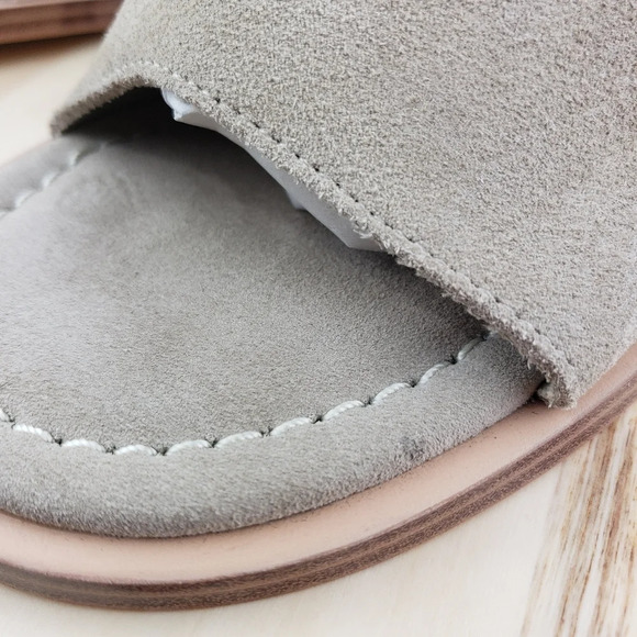 Zara Suede Leather Slide Sandal Kitty Heel Mule Shoes Women's Size 41 Taupe Gray - Picture 14 of 16